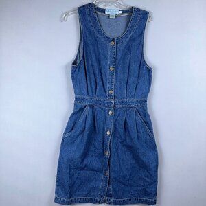 All Week Long Denim Jumper Dress Womens Size 10 Side Pocket Sleeveless Blue